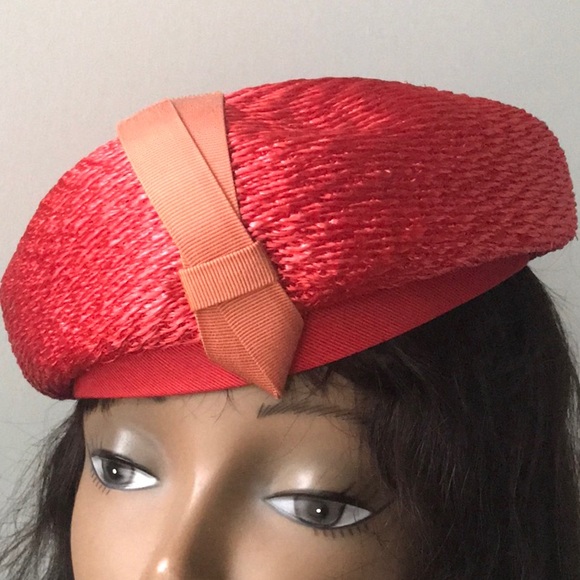 Vintage Accessories - Vintage Red Straw Hat